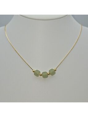 Green Prestolite Tranquility Jewelry – Sterling Silver Base - Gold-Plated